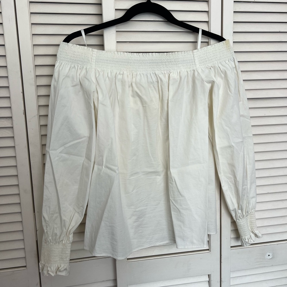LOFT Off The Shoulder White Long Sleeve